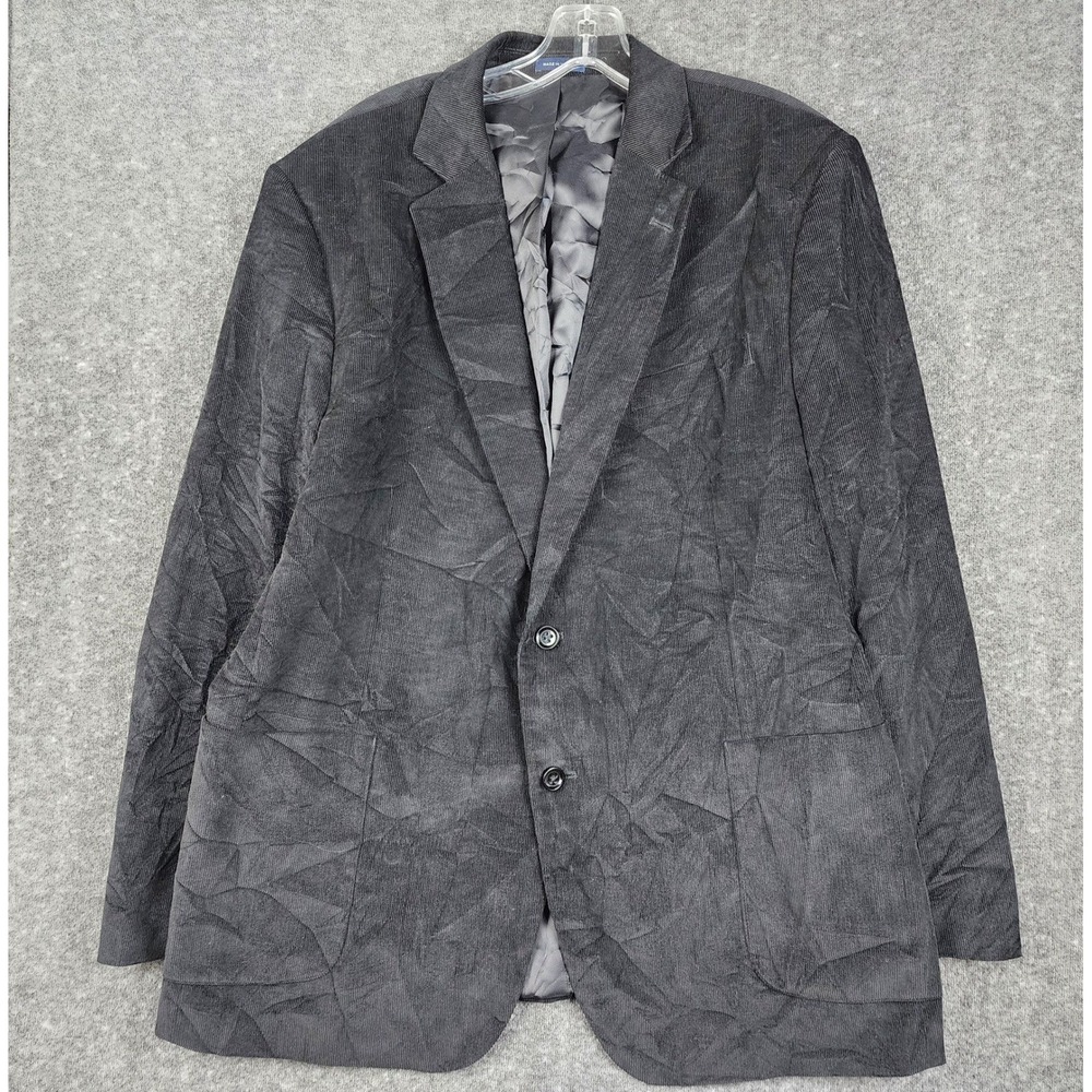 Stafford Signature Blazer Mens 46R Gray Corduroy Classic Fit Elbow Patch Jacket